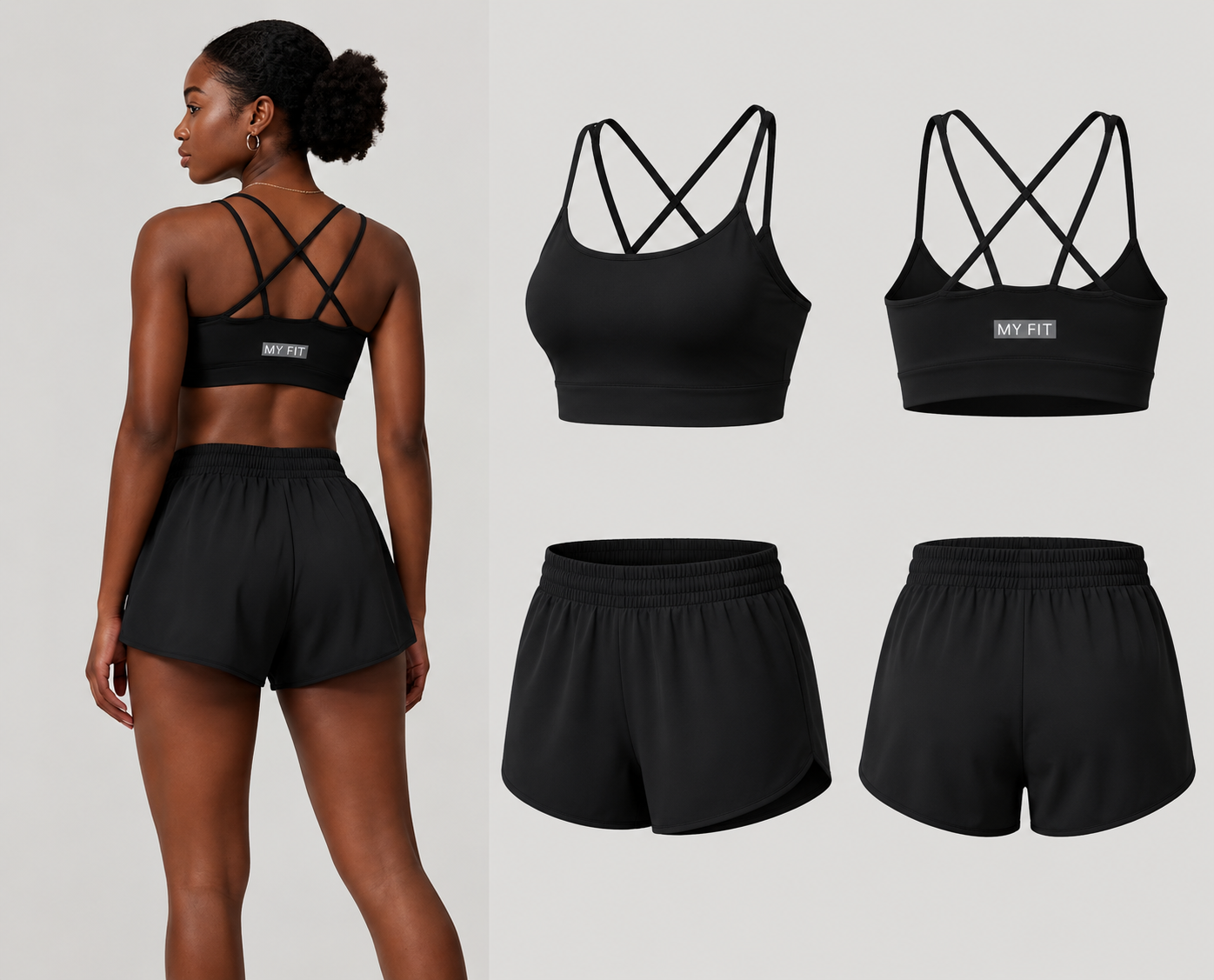 Ensemble Sport Brassière Croisée & Short Running – Image 2